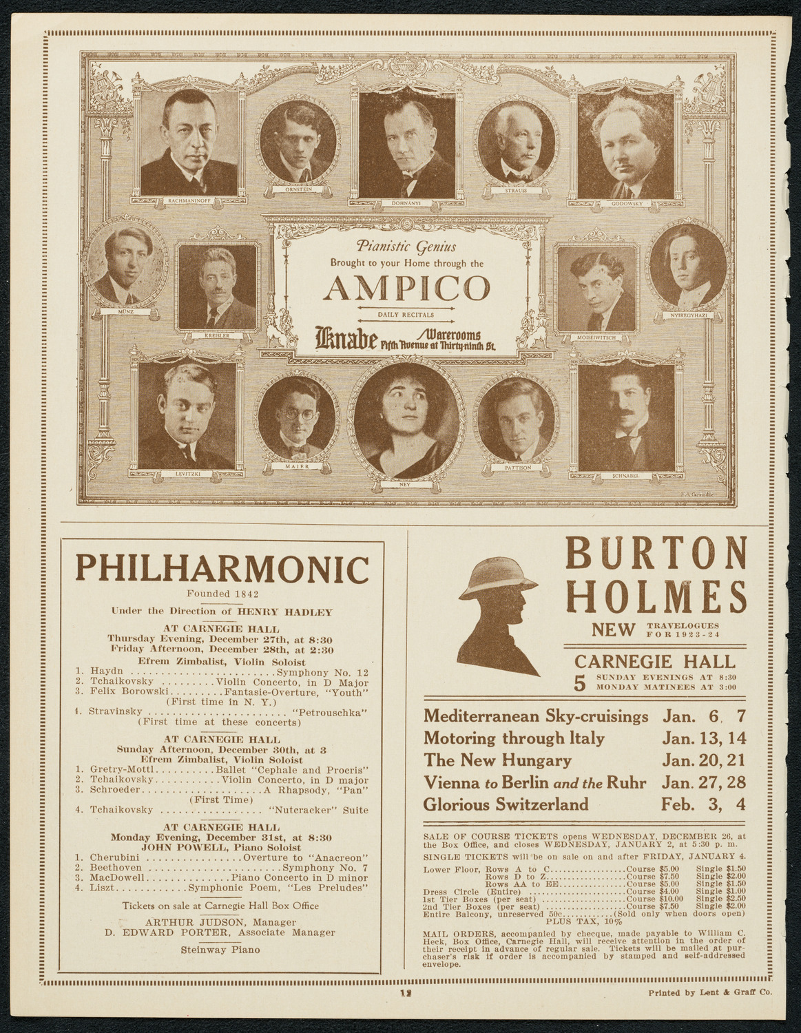 New York Symphony Orchestra, December 27, 1923, program page 12