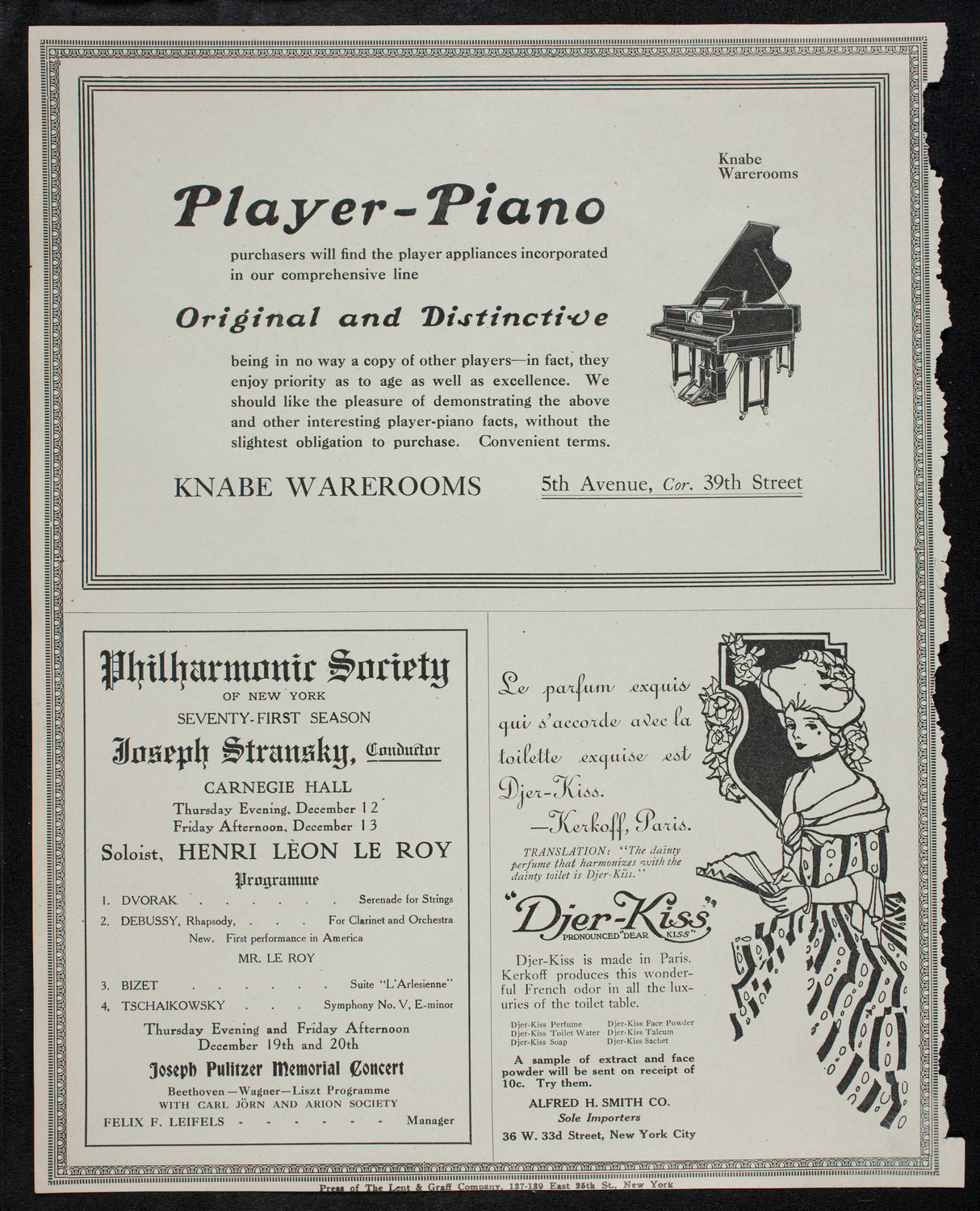 Eugène Ysaÿe, Violin, December 5, 1912, program page 12