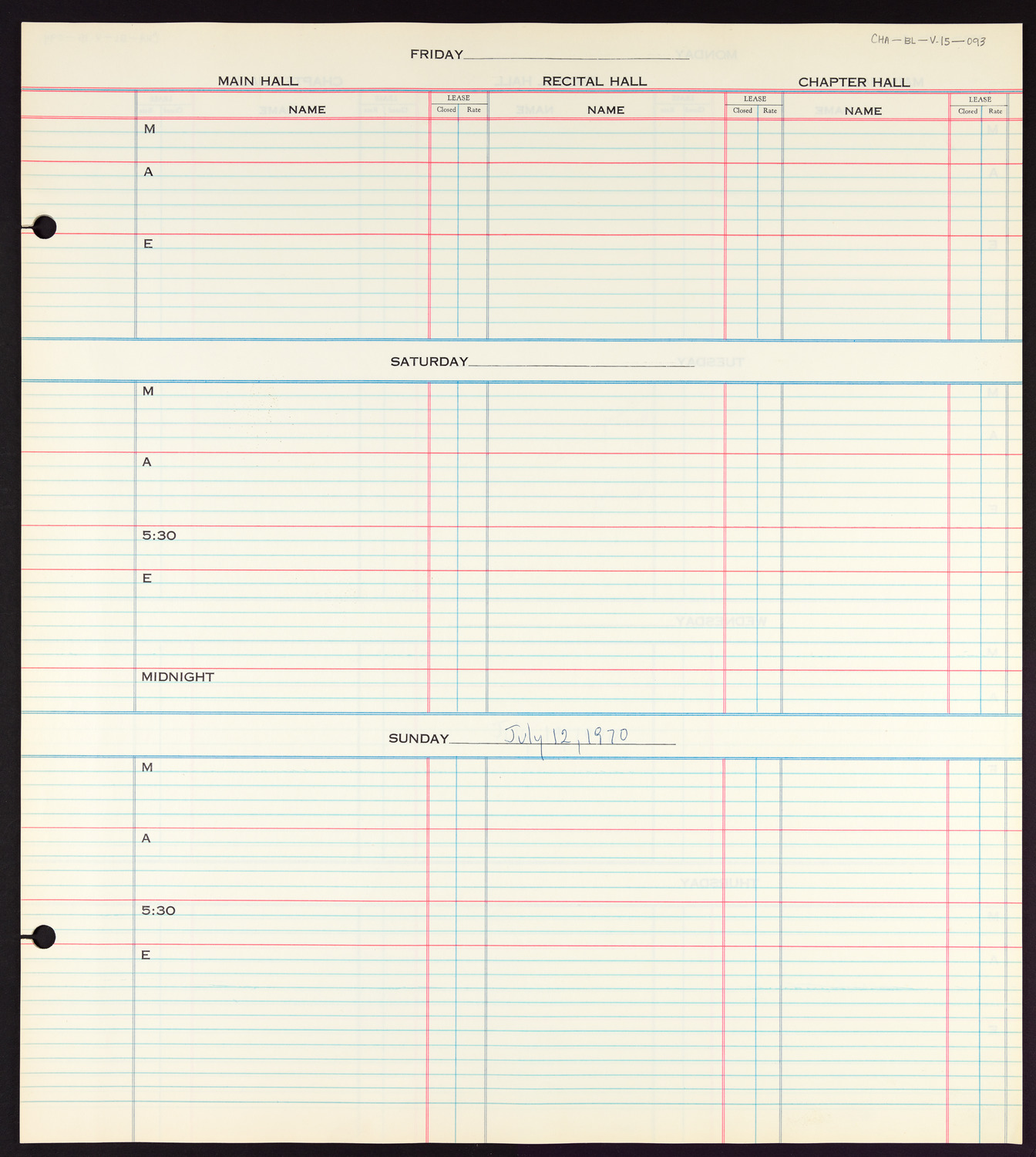 Carnegie Hall Booking Ledger, volume 15, page 93