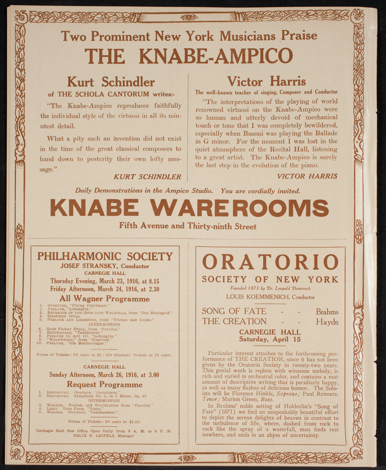 Boston Symphony Orchestra, March 16, 1916, program page 12