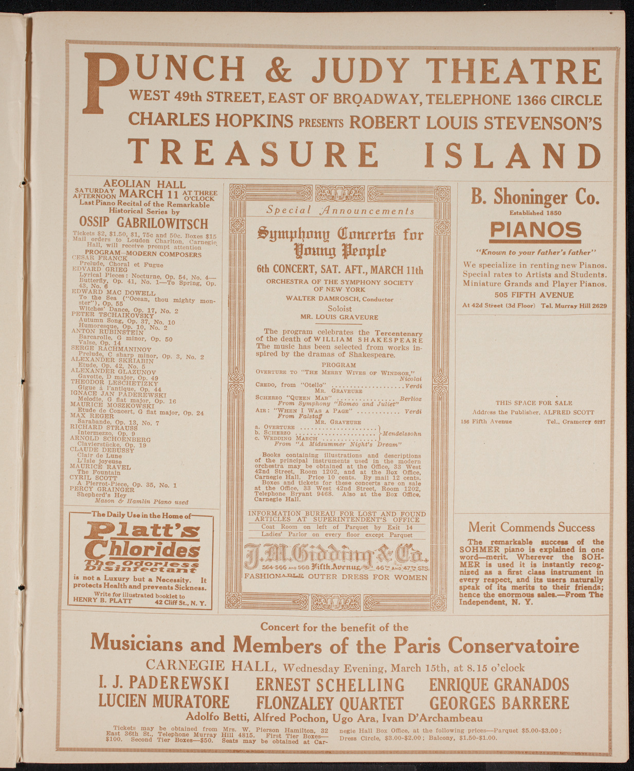 New York Philharmonic, March 3, 1916, program page 9