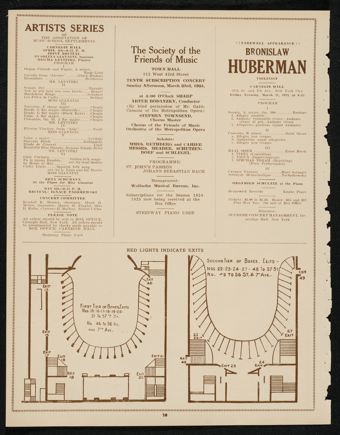 Elena Gerhardt, Soprano and Erna Rubinstein, March 14, 1924, program page 10