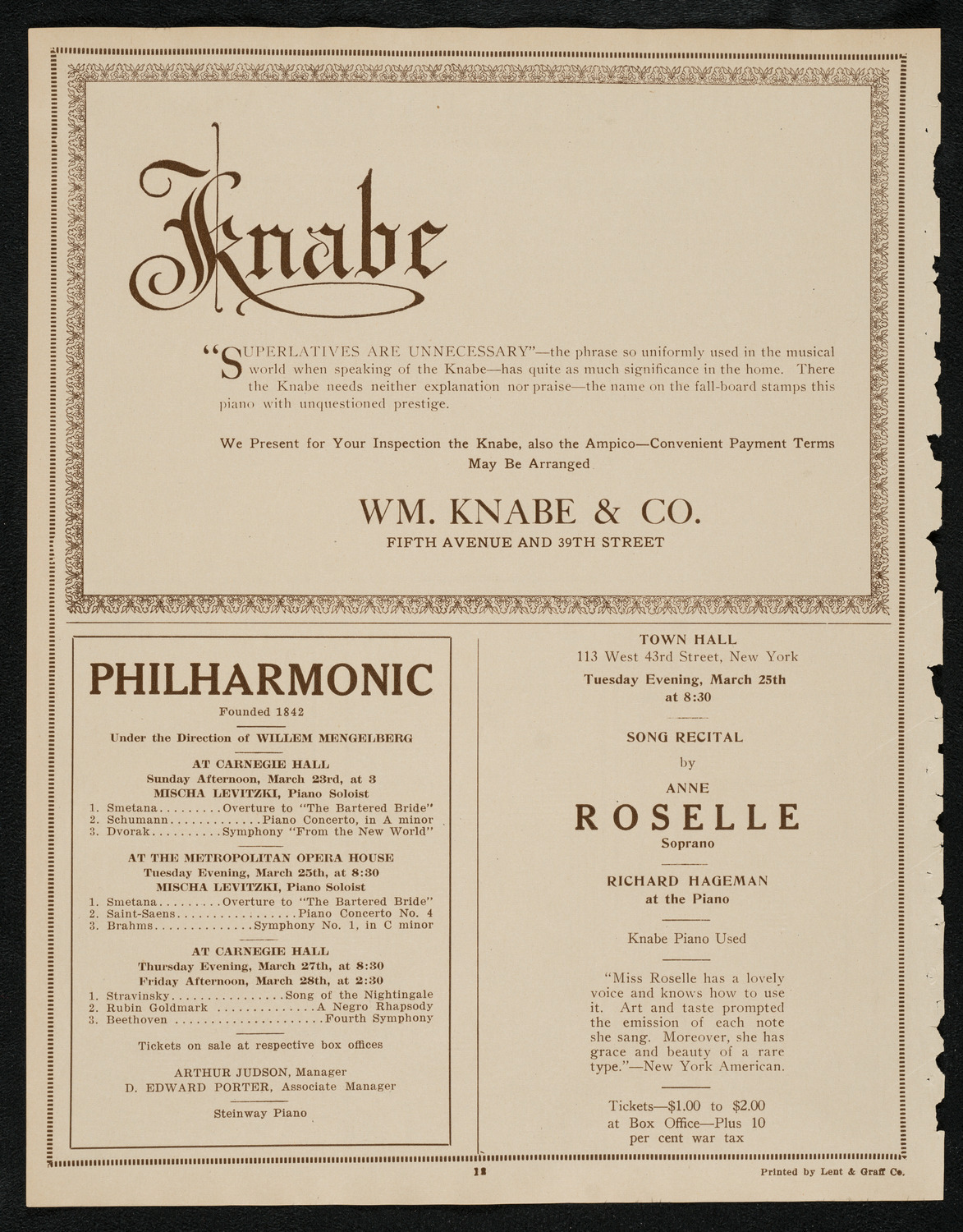 New York Philharmonic, March 21, 1924, program page 12