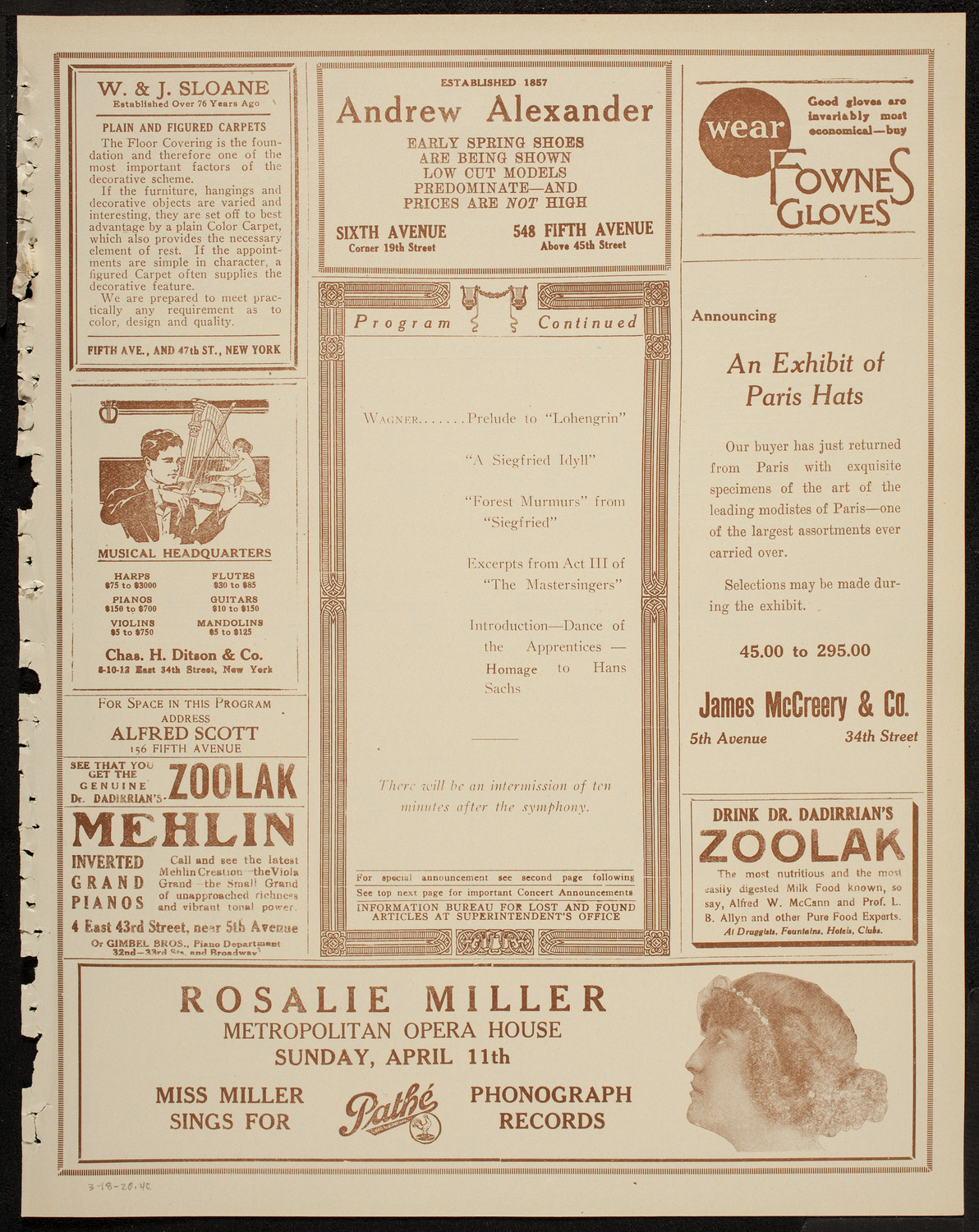 Boston Symphony Orchestra, March 18, 1920, program page 7
