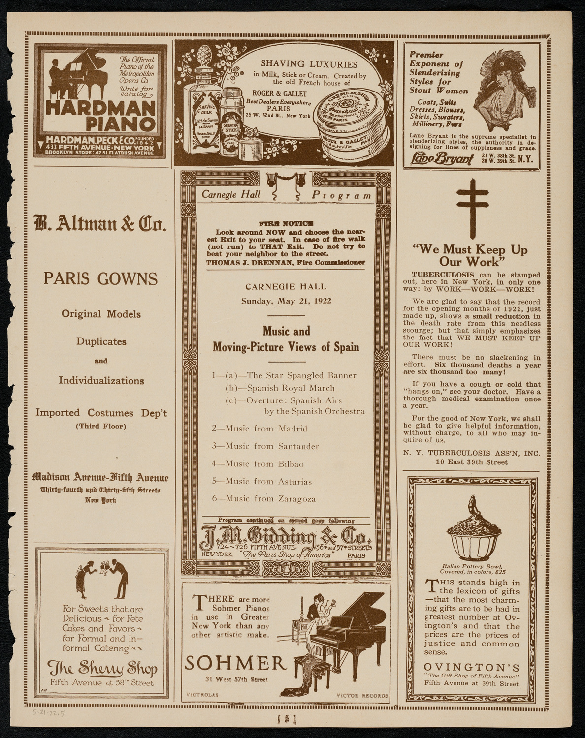 Music and Moving-Picture Views of Spain, May 21, 1922, program page 5