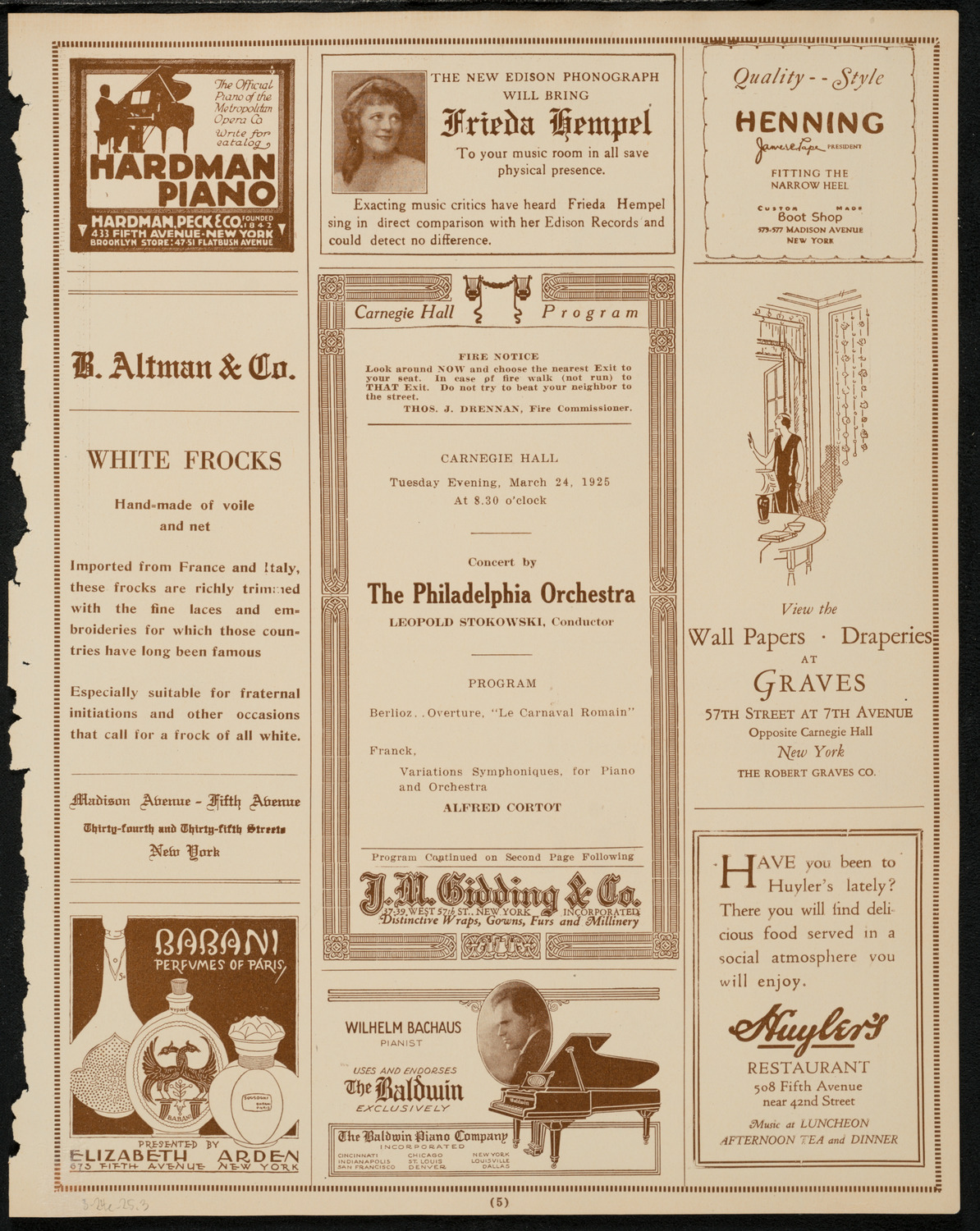 Philadelphia Orchestra, March 24, 1925, program page 5