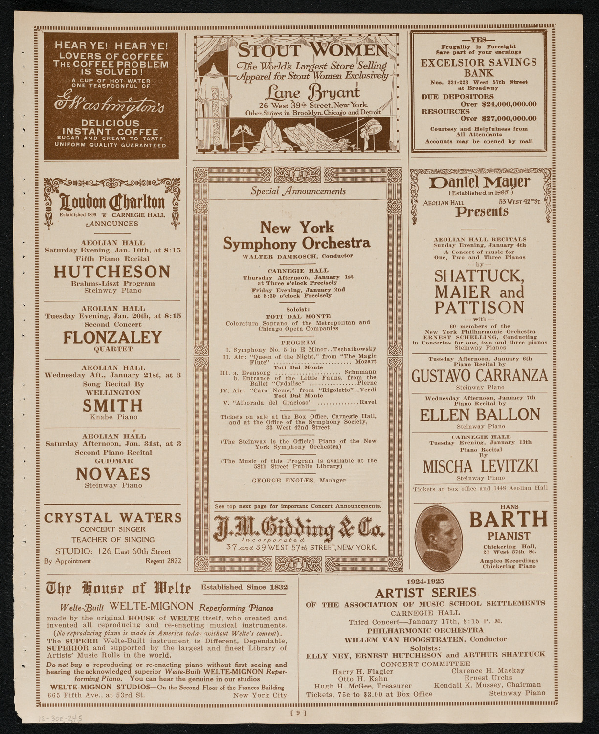 Schola Cantorum of New York, December 30, 1924, program page 9