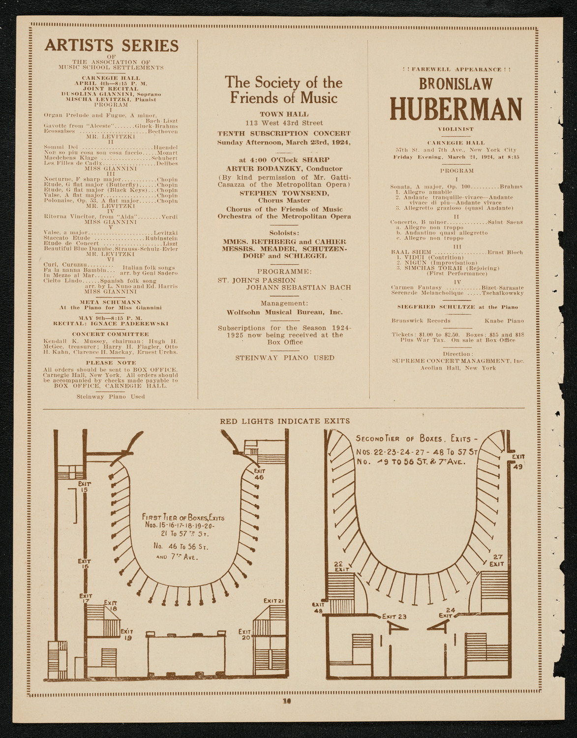 Michel Hoffman, Violin, March 14, 1924, program page 10
