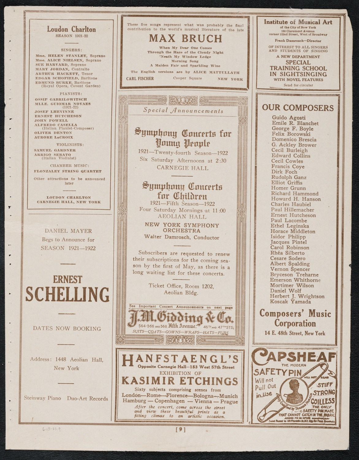 Graduation: New York College of Dentistry, June 15, 1921, program page 9