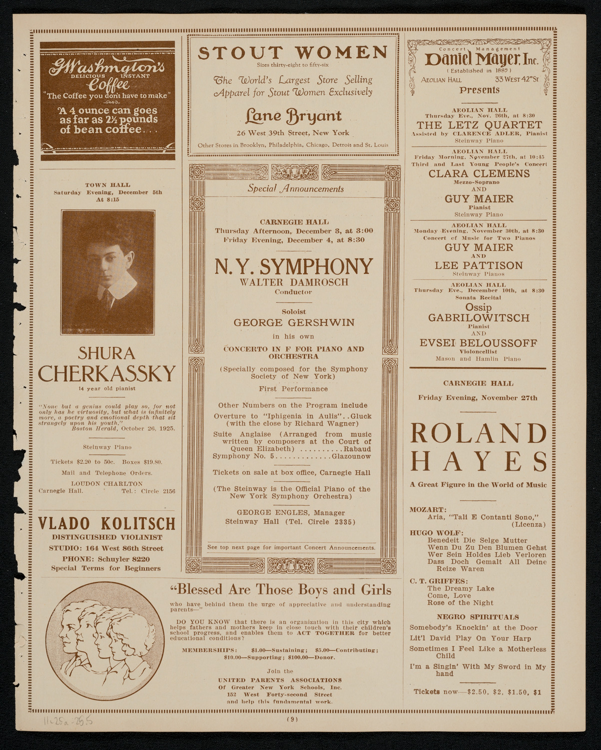 Ignacy Jan Paderewski, Piano, November 25, 1925, program page 9