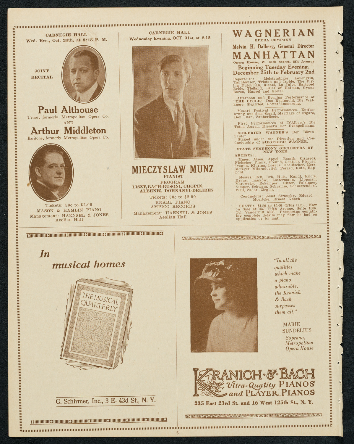 Ernestine Schumann-Heink, Mezzo-Soprano, October 14, 1923, program page 6