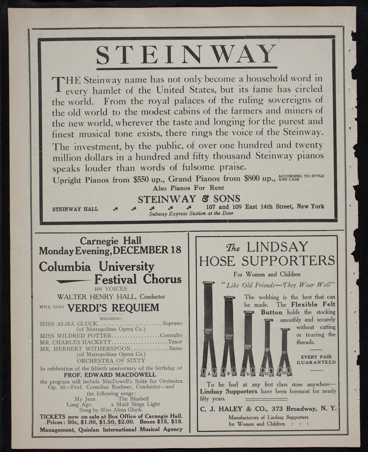 Harold Bauer, Piano, December 12, 1911, program page 4