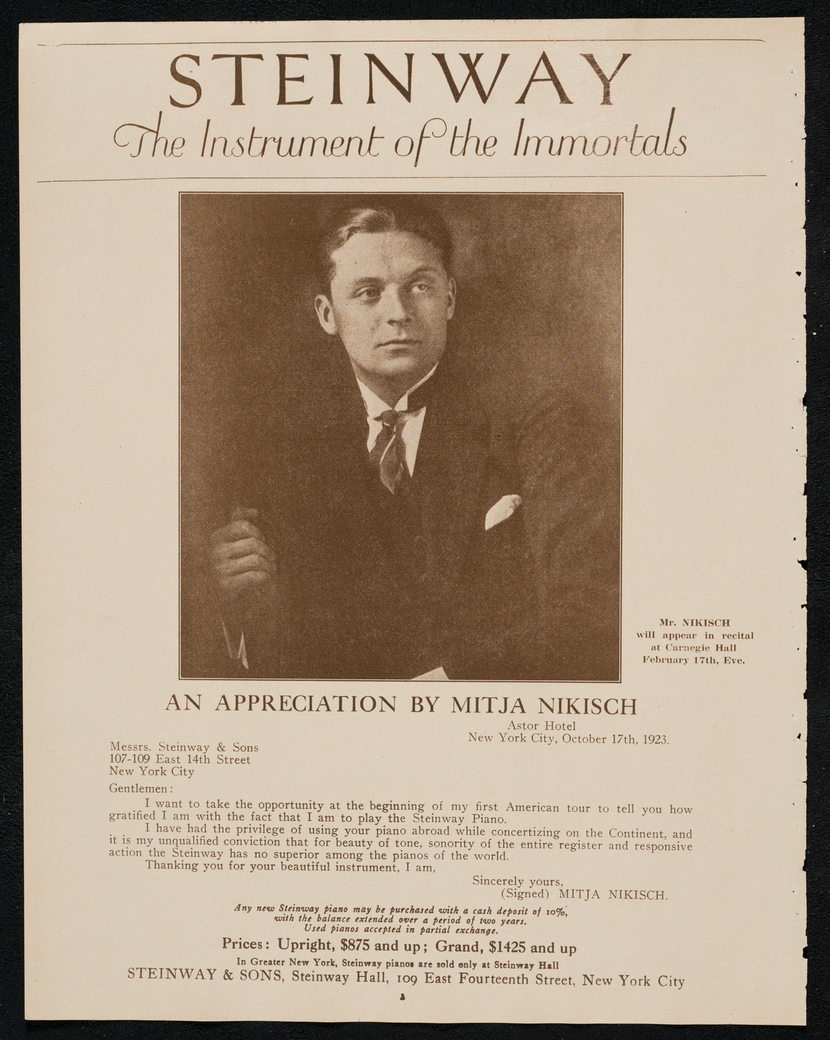New York Symphony Orchestra: Beethoven Cycle, January 11, 1924, program page 4