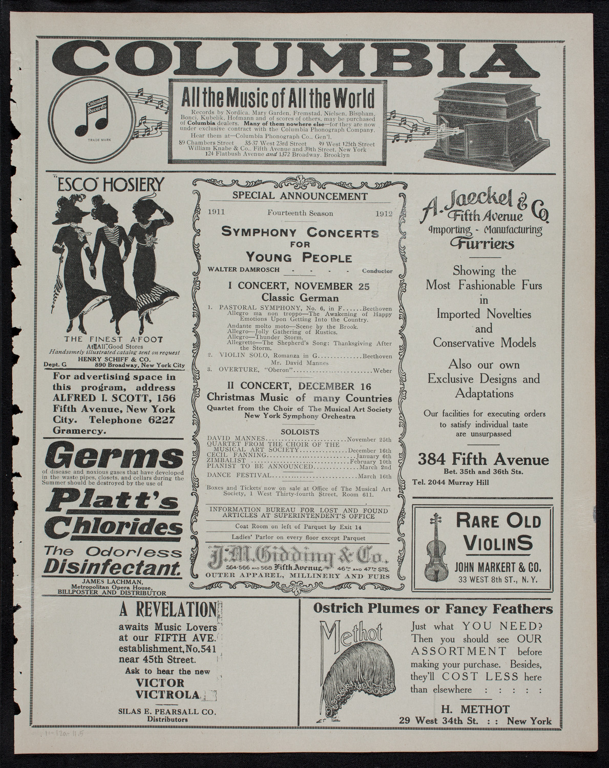 New York Philharmonic, November 12, 1911, program page 9