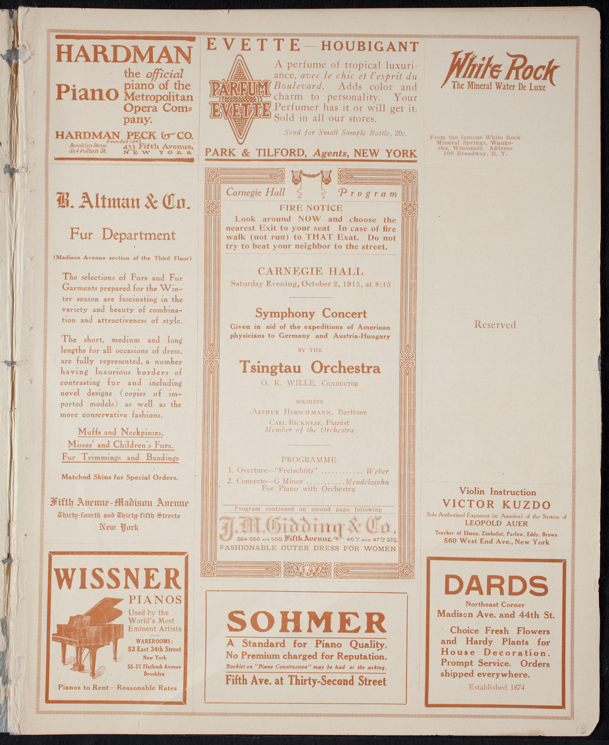 Tsingtau Orchestra, October 2, 1915, program page 5