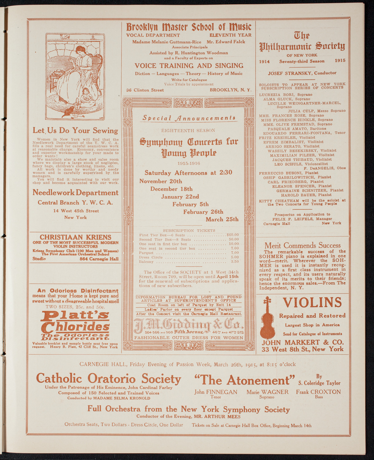 Symphony Concert for Young People, March 13, 1915, program page 9