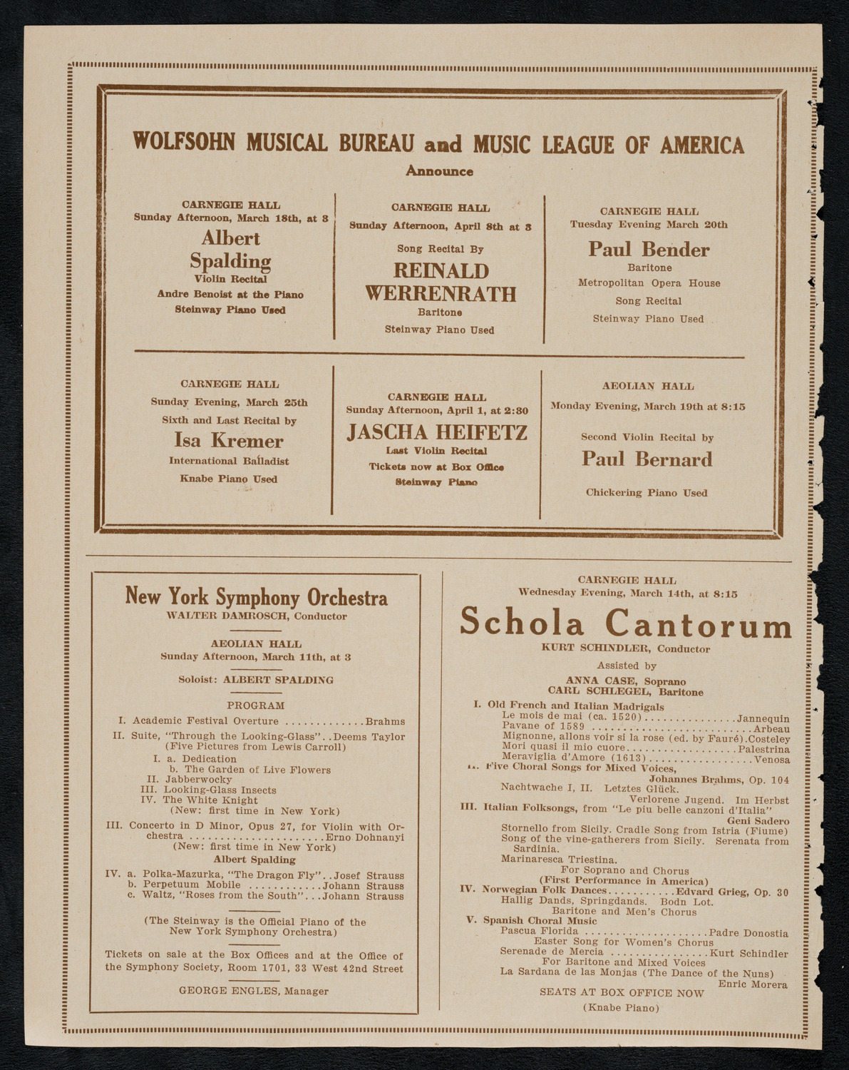 City Symphony Orchestra, March 10, 1923, program page 8