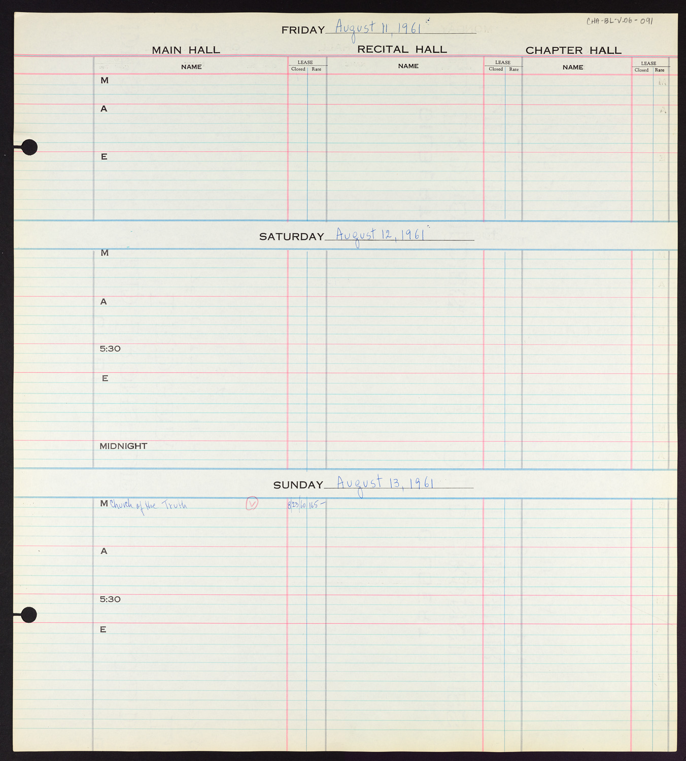 Carnegie Hall Booking Ledger, volume 6, page 91