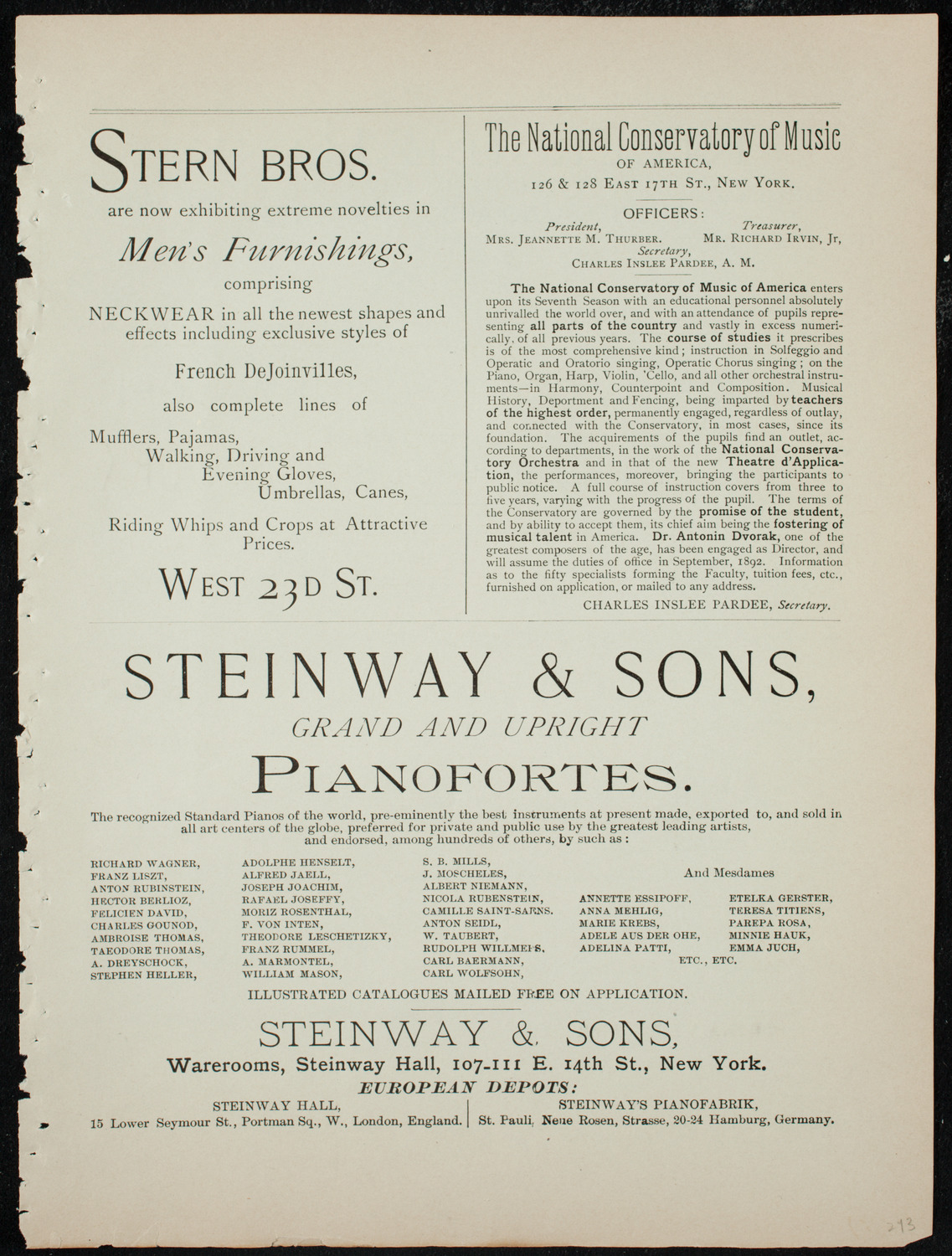 Oratorio Society of New York, November 28, 1891, program page 8