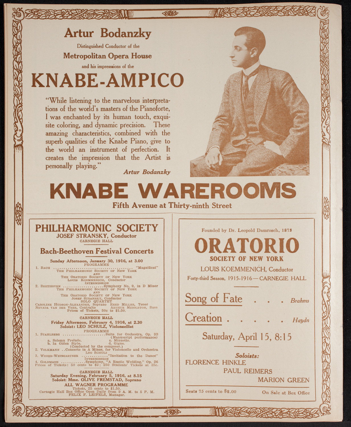 Josef Hofmann, Piano, January 29, 1916, program page 12