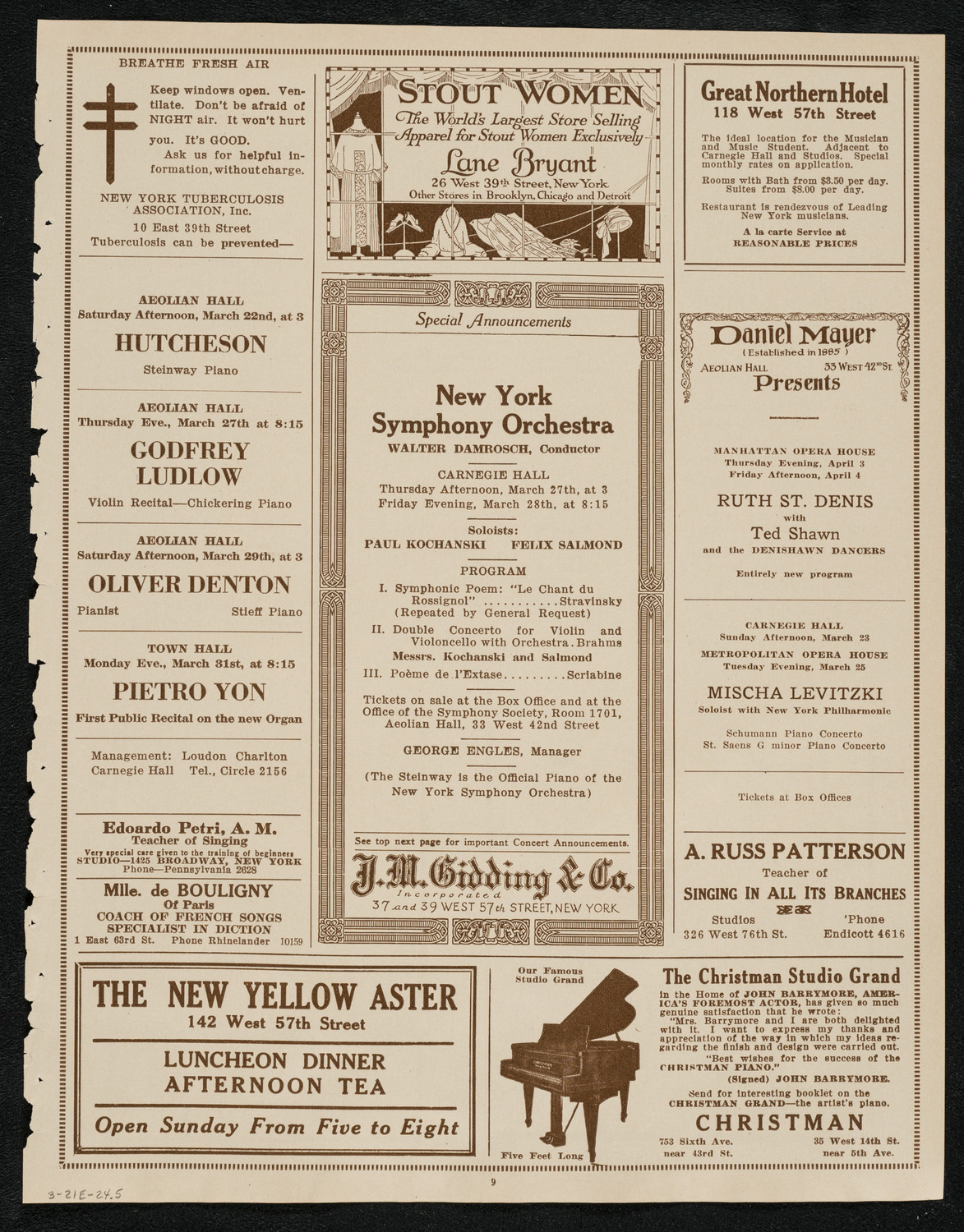 Bronislaw Huberman, Violin, March 21, 1924, program page 9