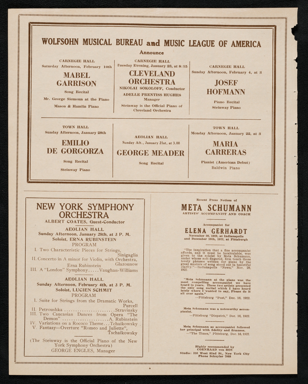 Louise Homer, Contralto, and Louise Homer Stires, Soprano, January 20, 1923, program page 8