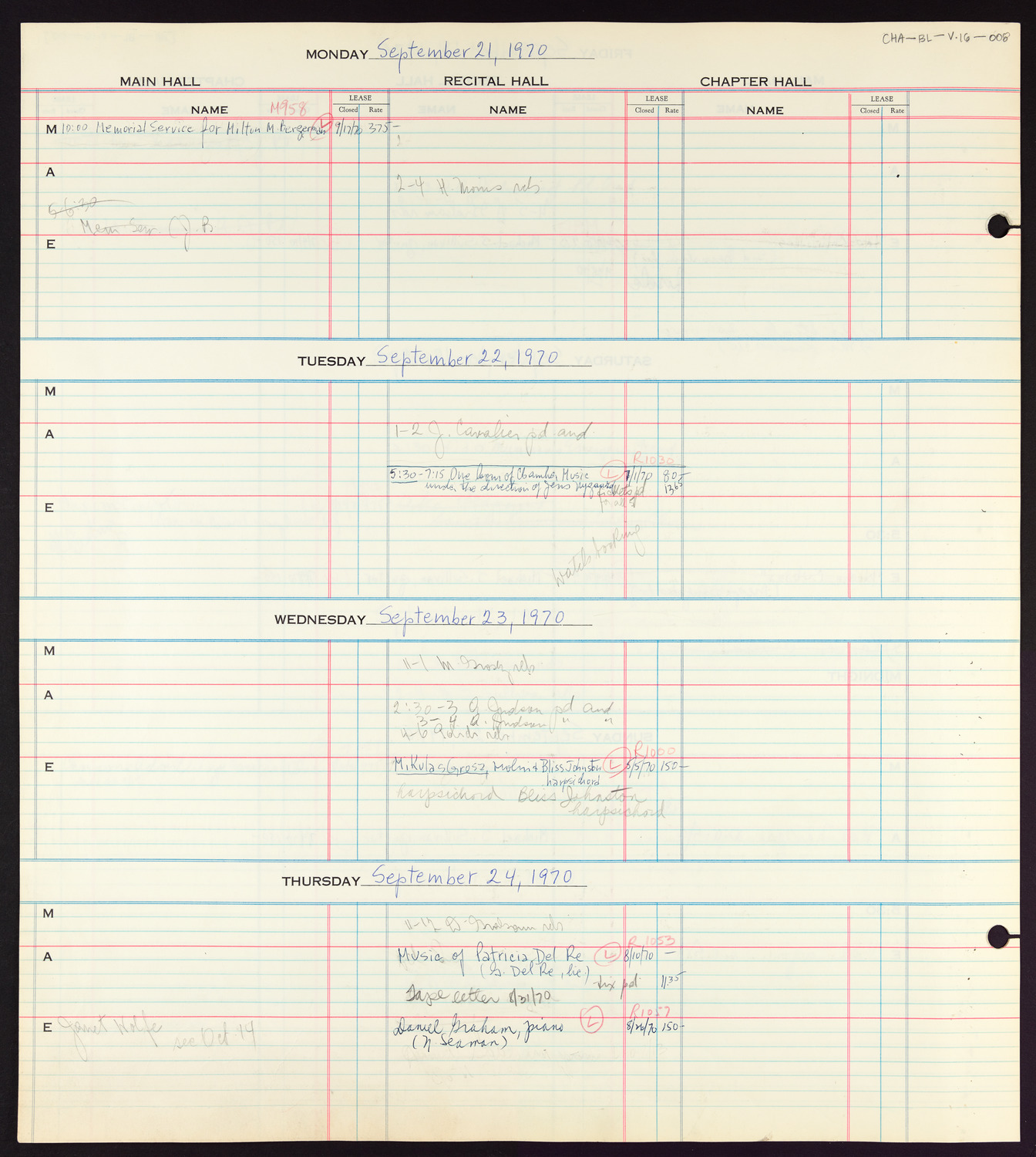 Carnegie Hall Booking Ledger, volume 16, page 8