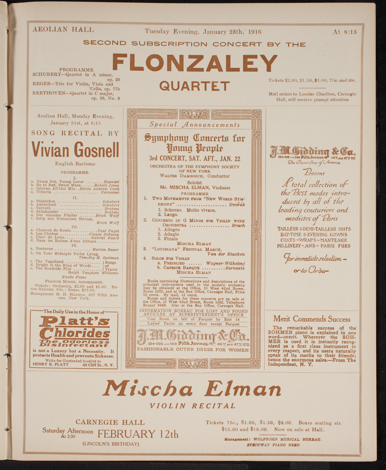 Lecture by Captain Granville Fortescue, January 19, 1916, program page 9