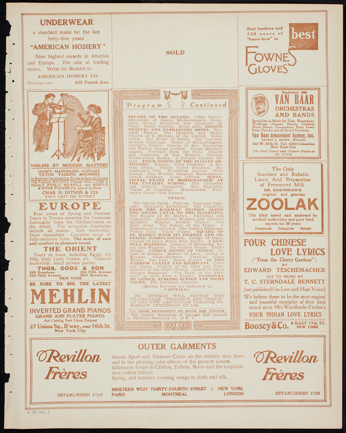 Newman Traveltalks: Florence and Venice, March 29, 1914, program page 7