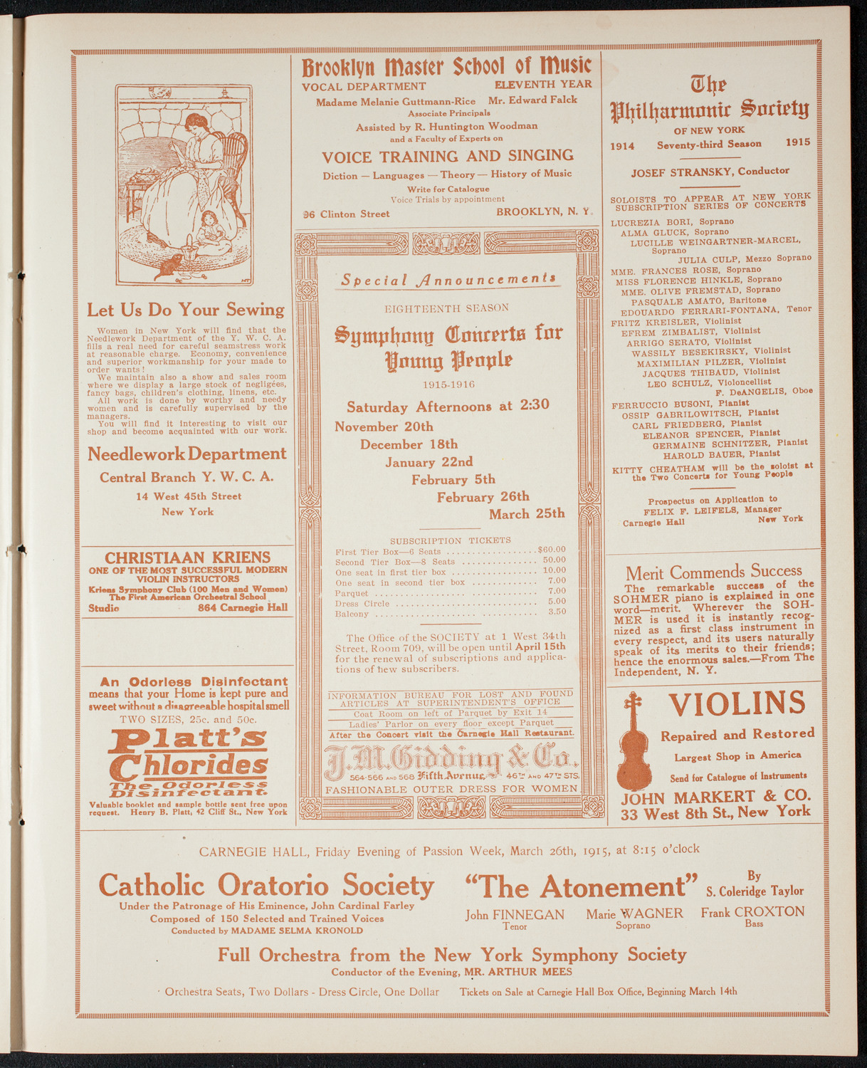 John McCormack, Tenor, March 14, 1915, program page 9