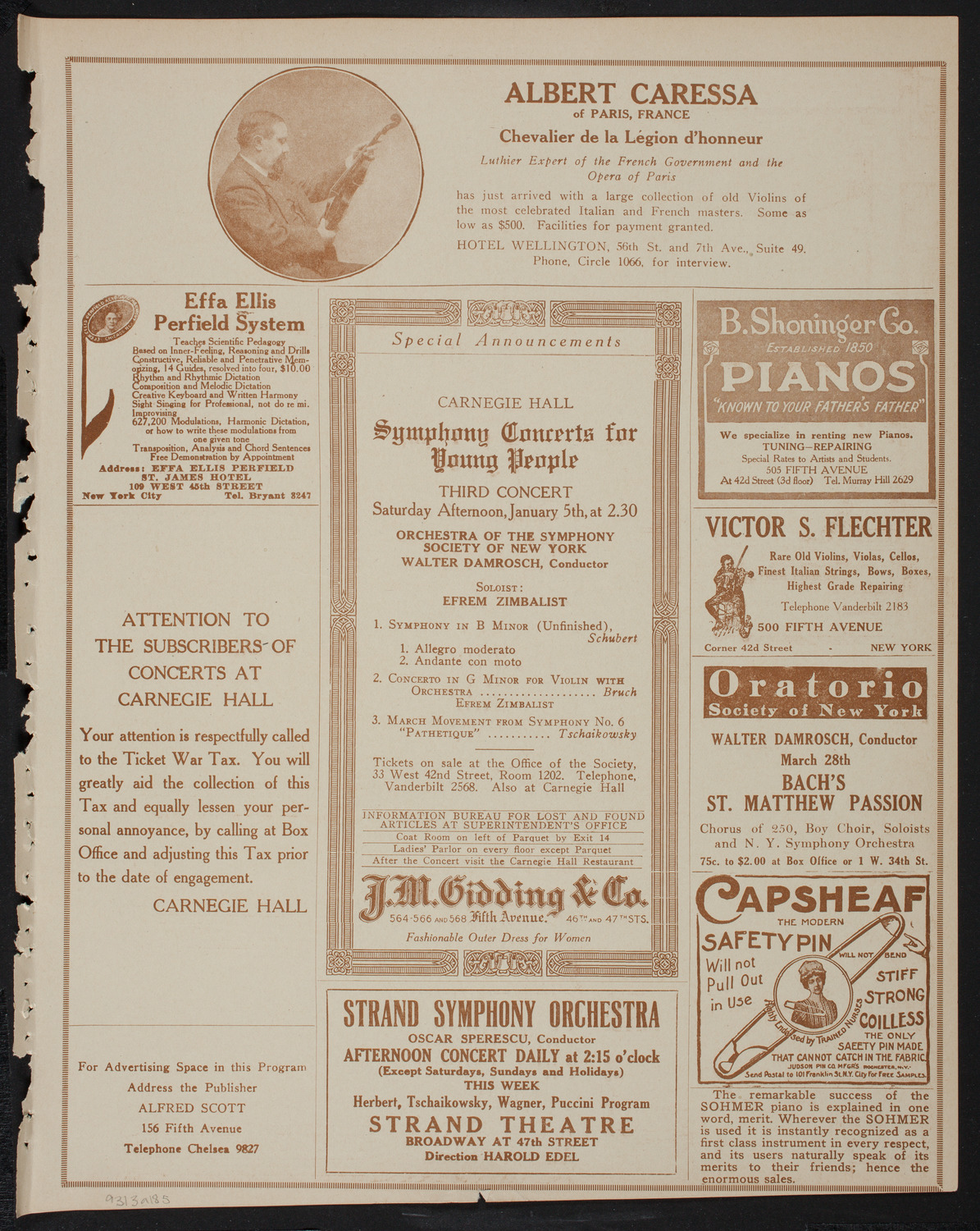 New York Symphony Orchestra, January 3, 1918, program page 9