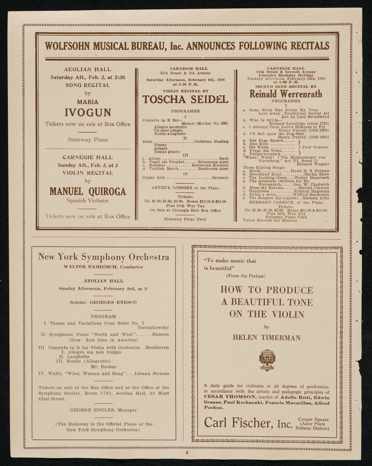 Burton Holmes Travelogue: Vienna to Berlin and the Ruhr, January 27, 1924, program page 8