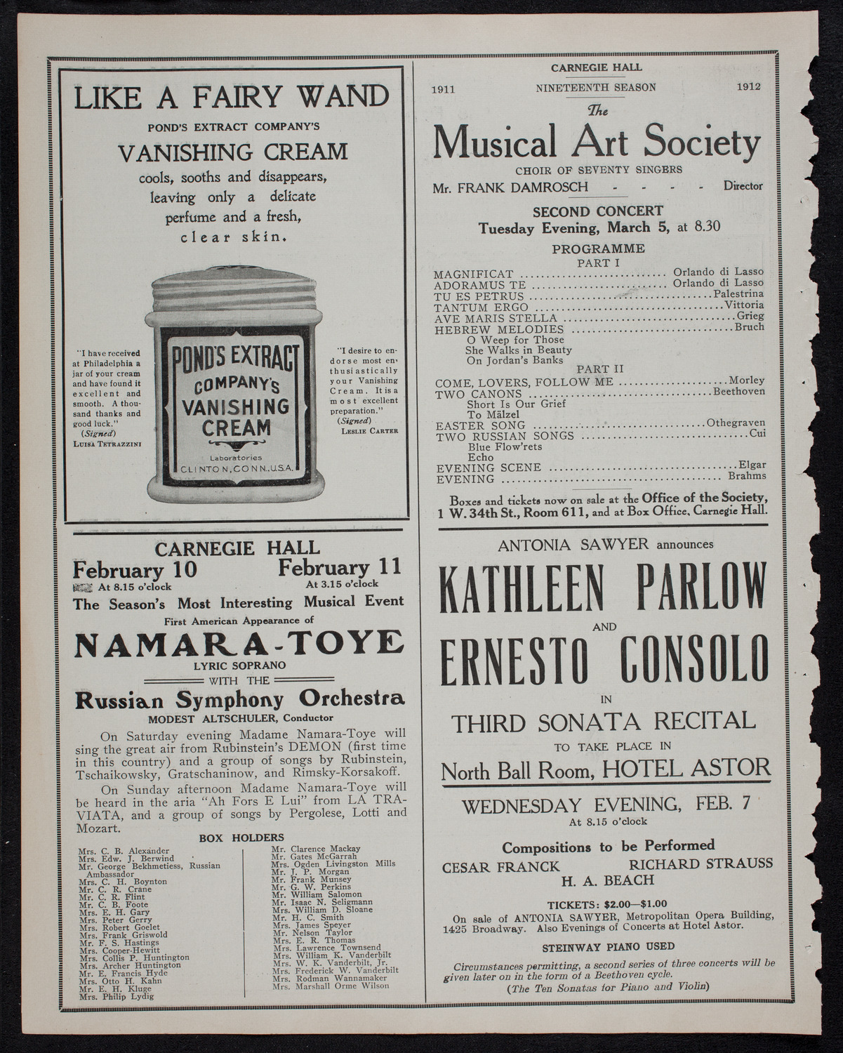 New York Symphony Orchestra: Concert in Memory of Samuel S. Sanford, February 6, 1912, program page 8