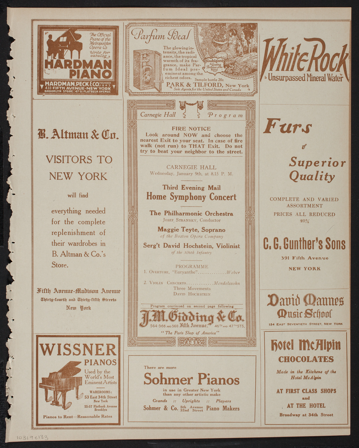 Home Symphony Concert: New York Philharmonic, January 9, 1918, program page 5