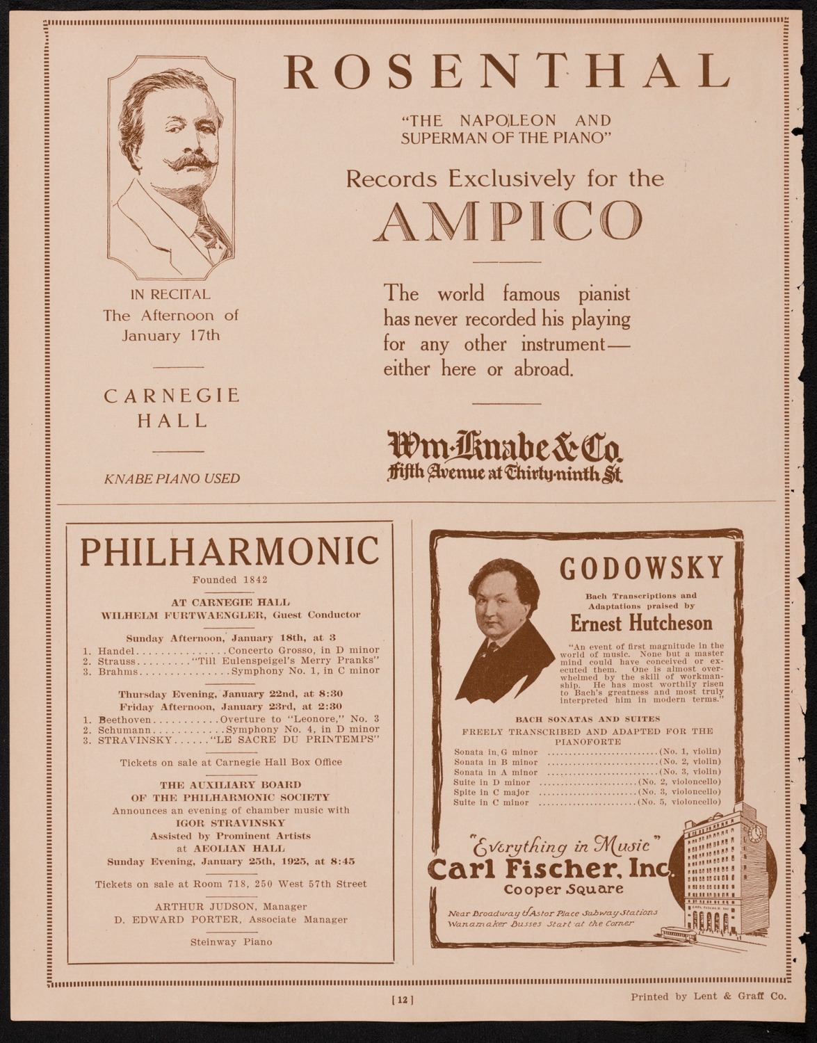 New York Philharmonic, January 16, 1925, program page 12