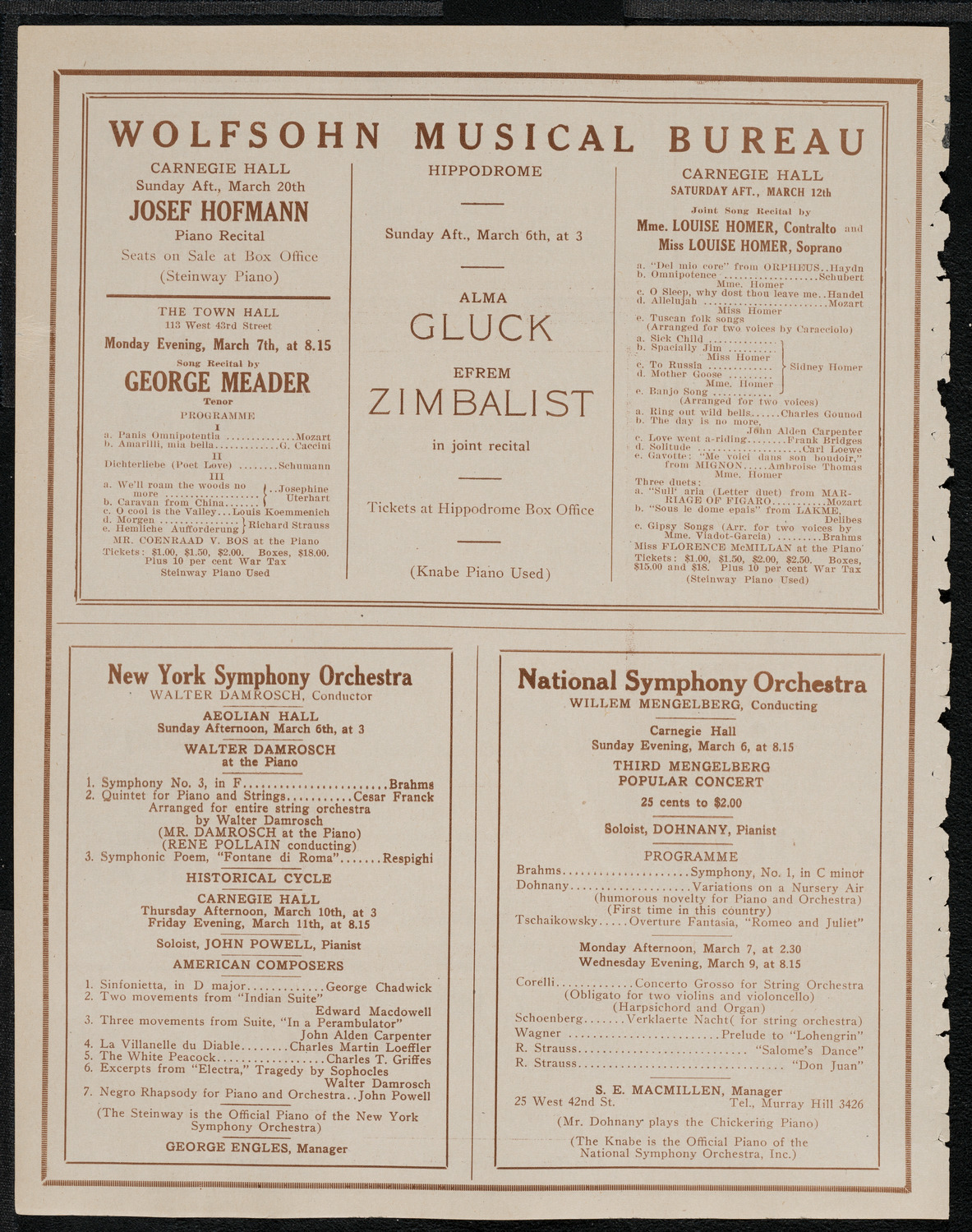New York Philharmonic, March 4, 1921, program page 8