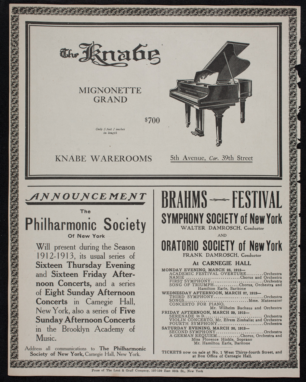 People's Symphony Concert, March 17, 1912, program page 12