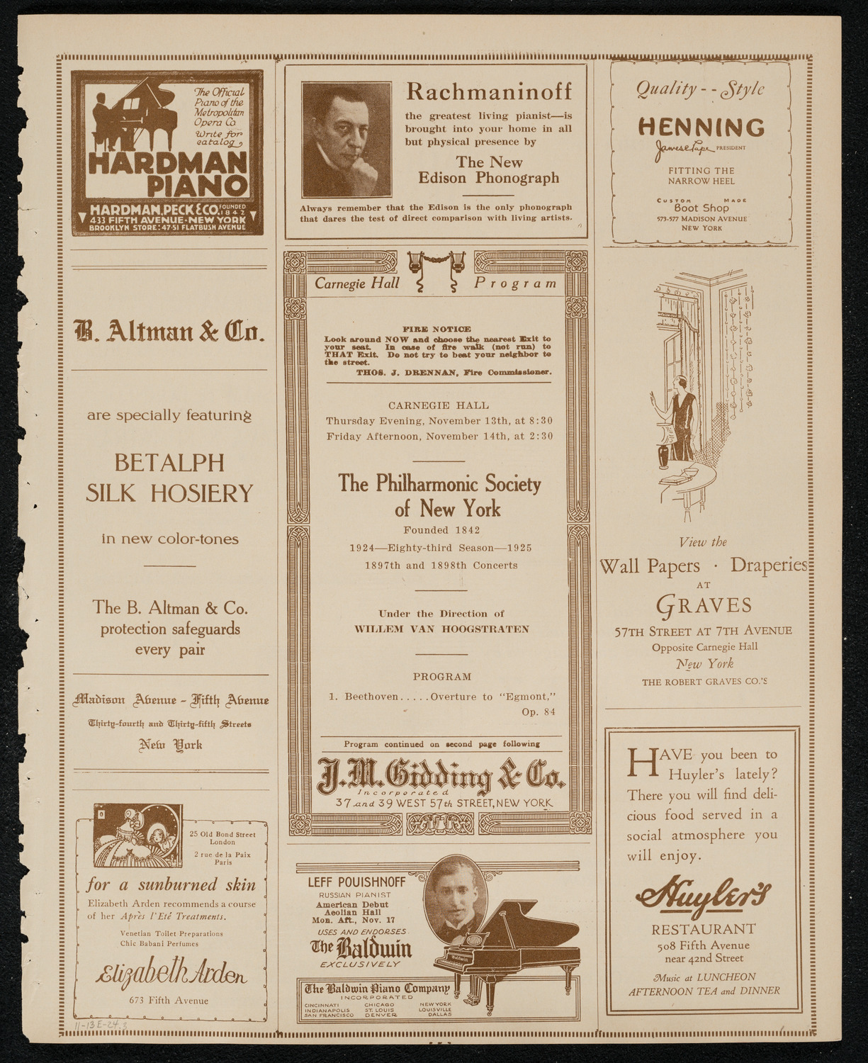 New York Philharmonic, November 13, 1924, program page 5