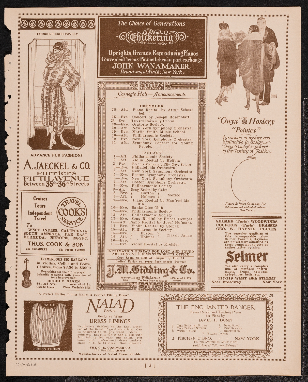 Joseph Shlisky, Josef Winogradoff, Maximilian Rose, and the Synagogual Choral Alliance, December 24, 1921, program page 3