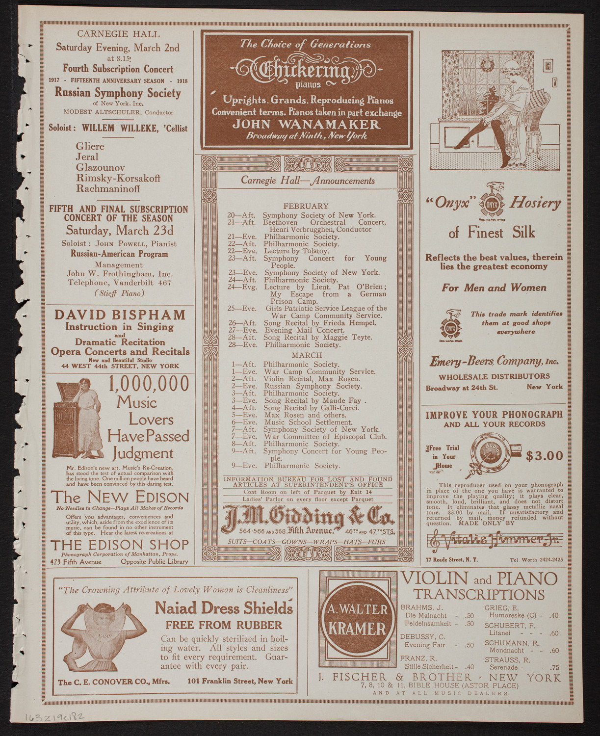 Meeting: The Humanitarian Cult, February 19, 1918, program page 3