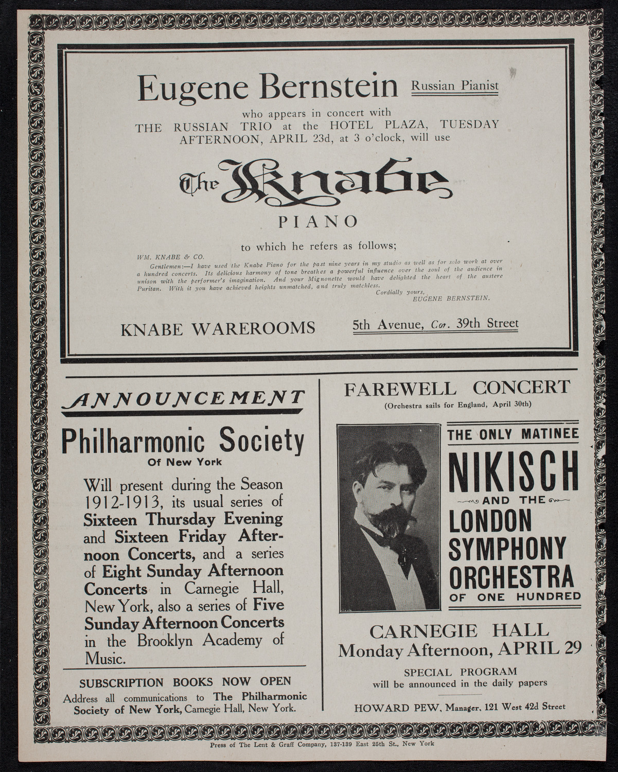 Royal Athenian String Orchestra, April 9, 1912, program page 12