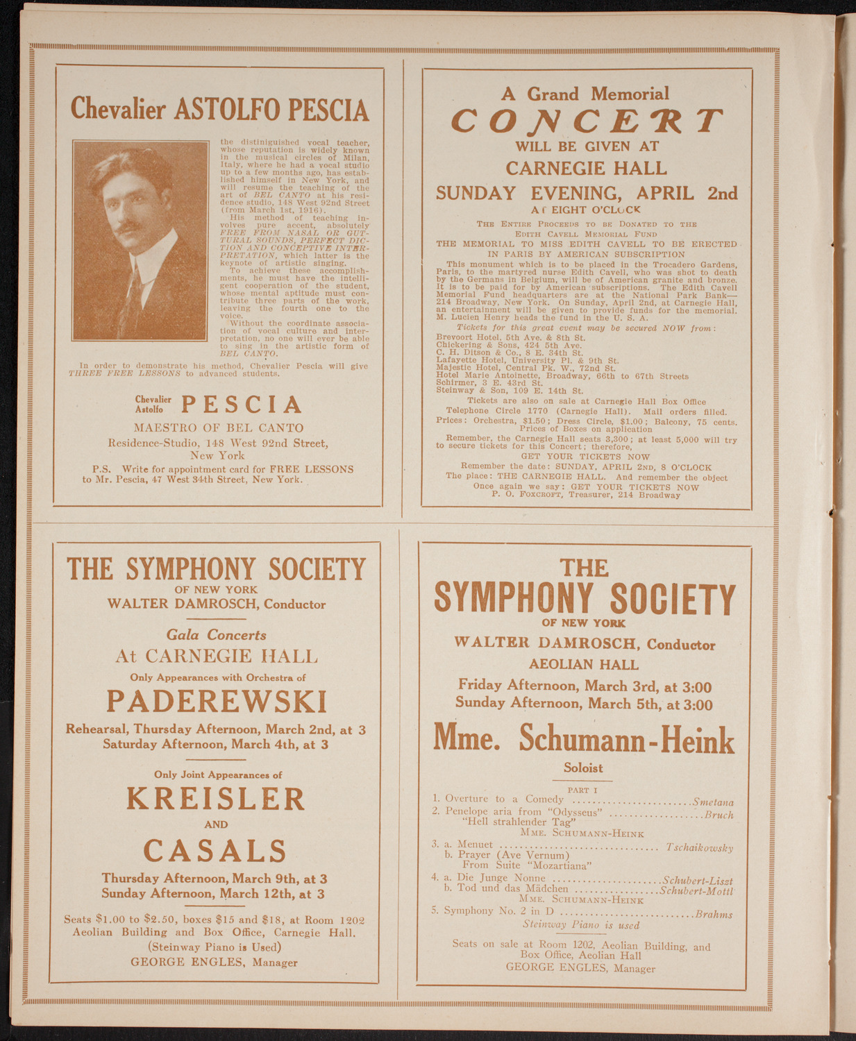 New York Philharmonic, February 27, 1916, program page 8