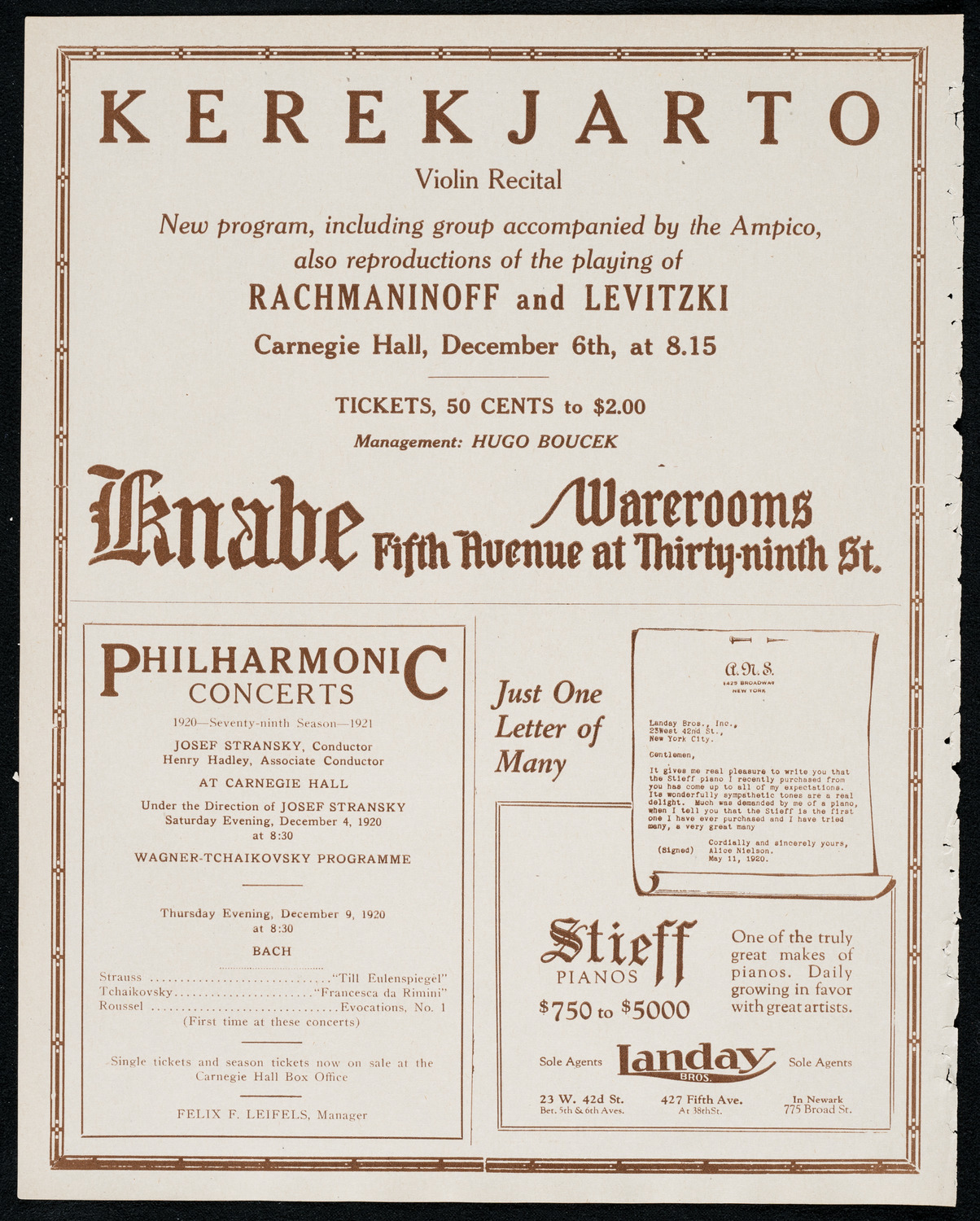 New York Symphony Orchestra, December 3, 1920, program page 12