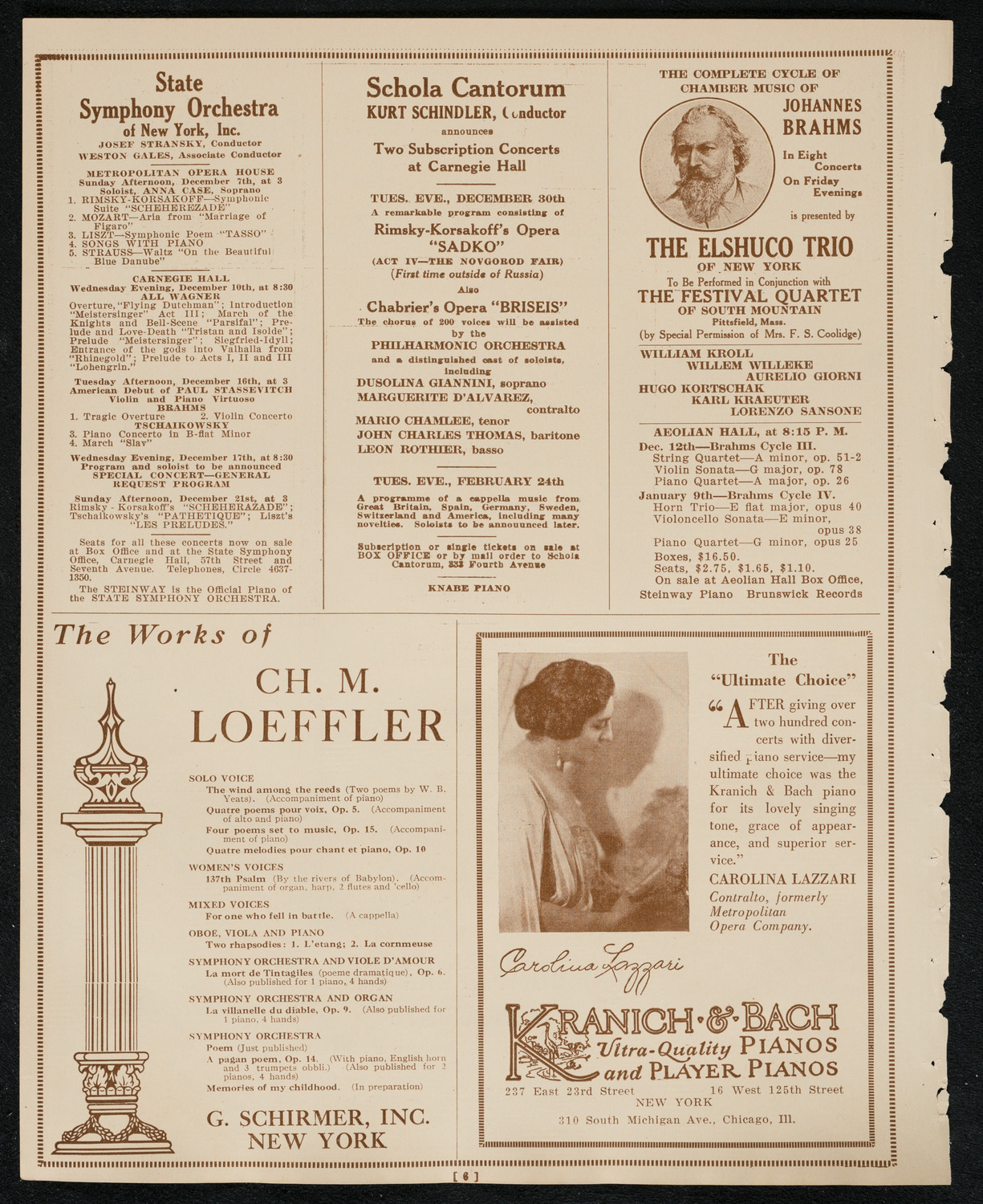 New York Philharmonic, December 5, 1924, program page 6