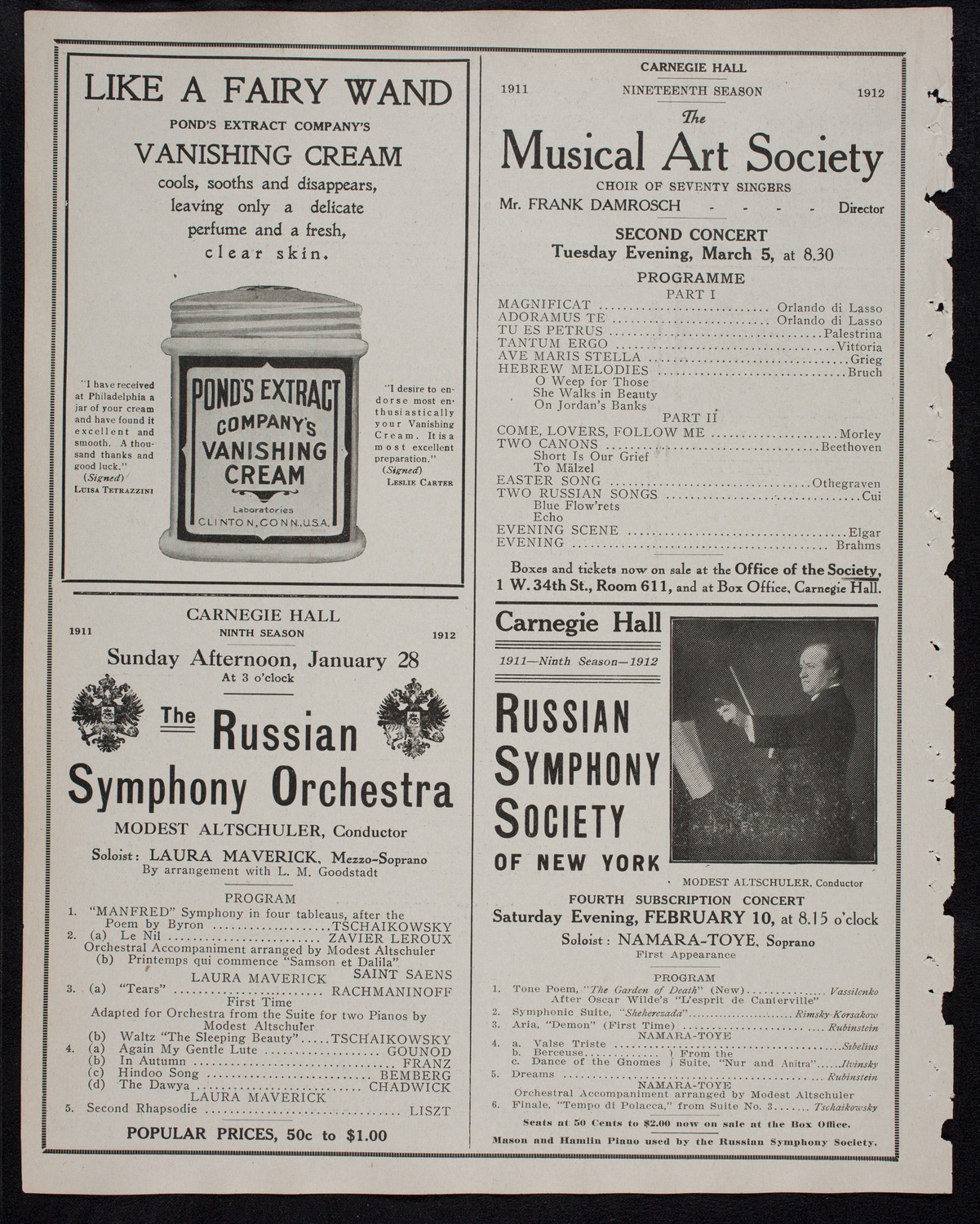 Russian Symphony Society of New York, January 27, 1912, program page 8