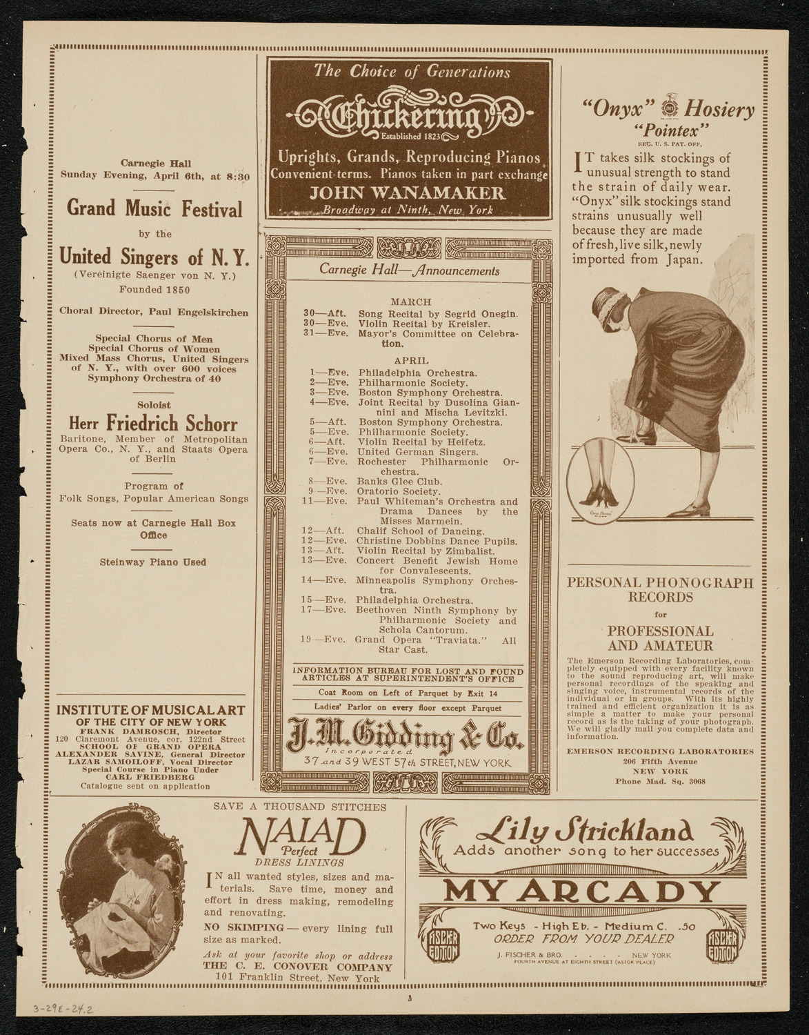 Verdi's "Ernani", March 29, 1924, program page 3