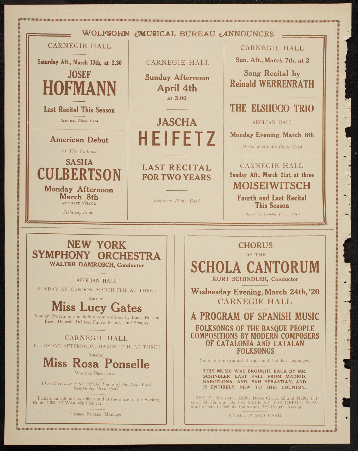 New Symphony Orchestra, February 24, 1920, program page 8