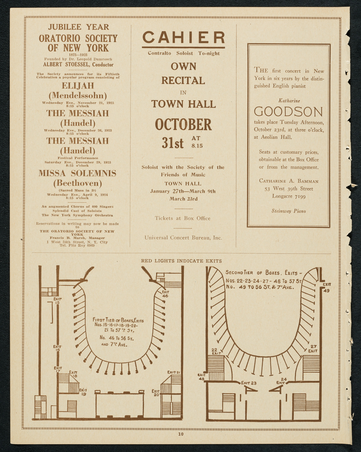 Society of the Friends of Music, October 15, 1923, program page 10