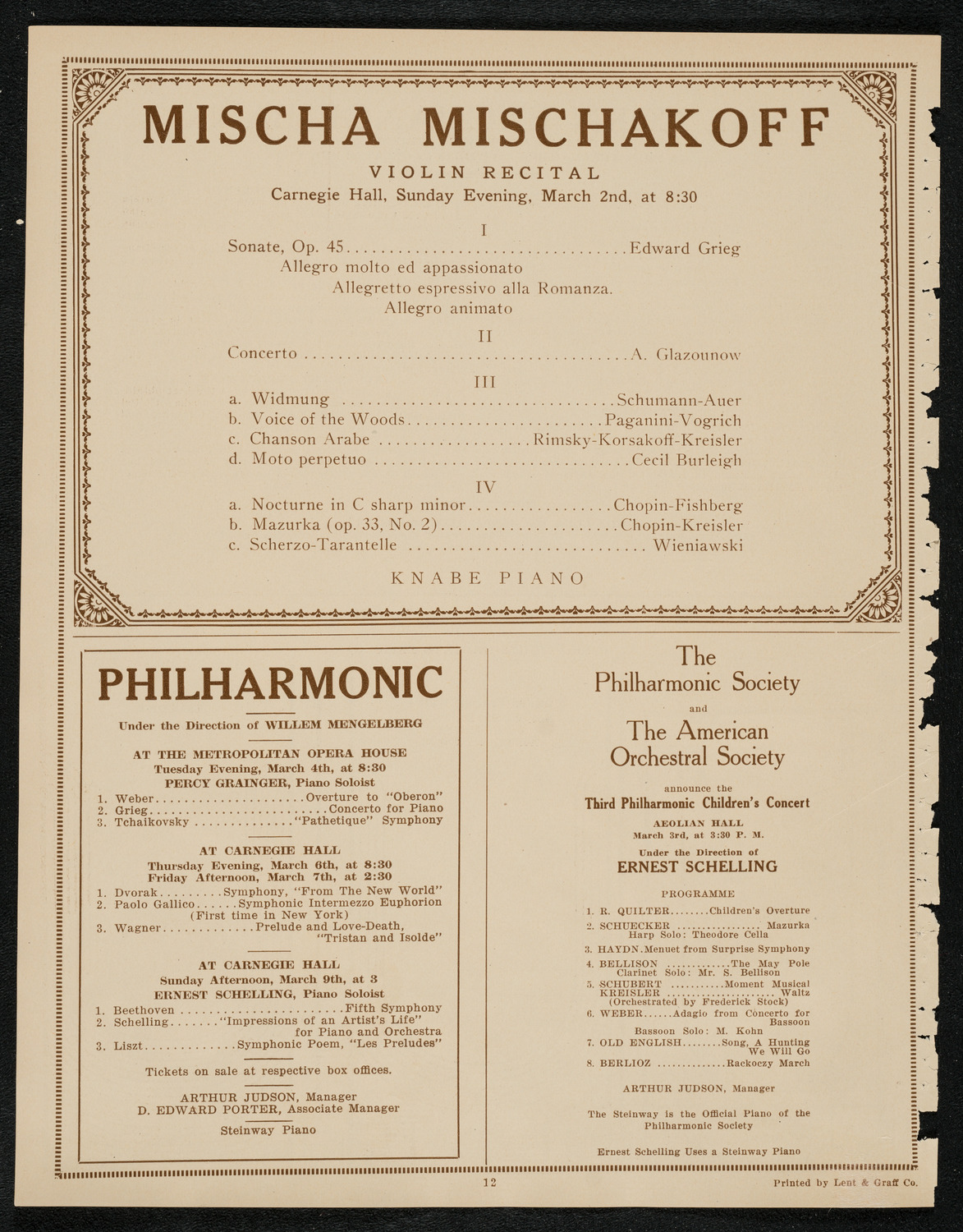 Intercollegiate Glee Club Contest, March 1, 1924, program page 12