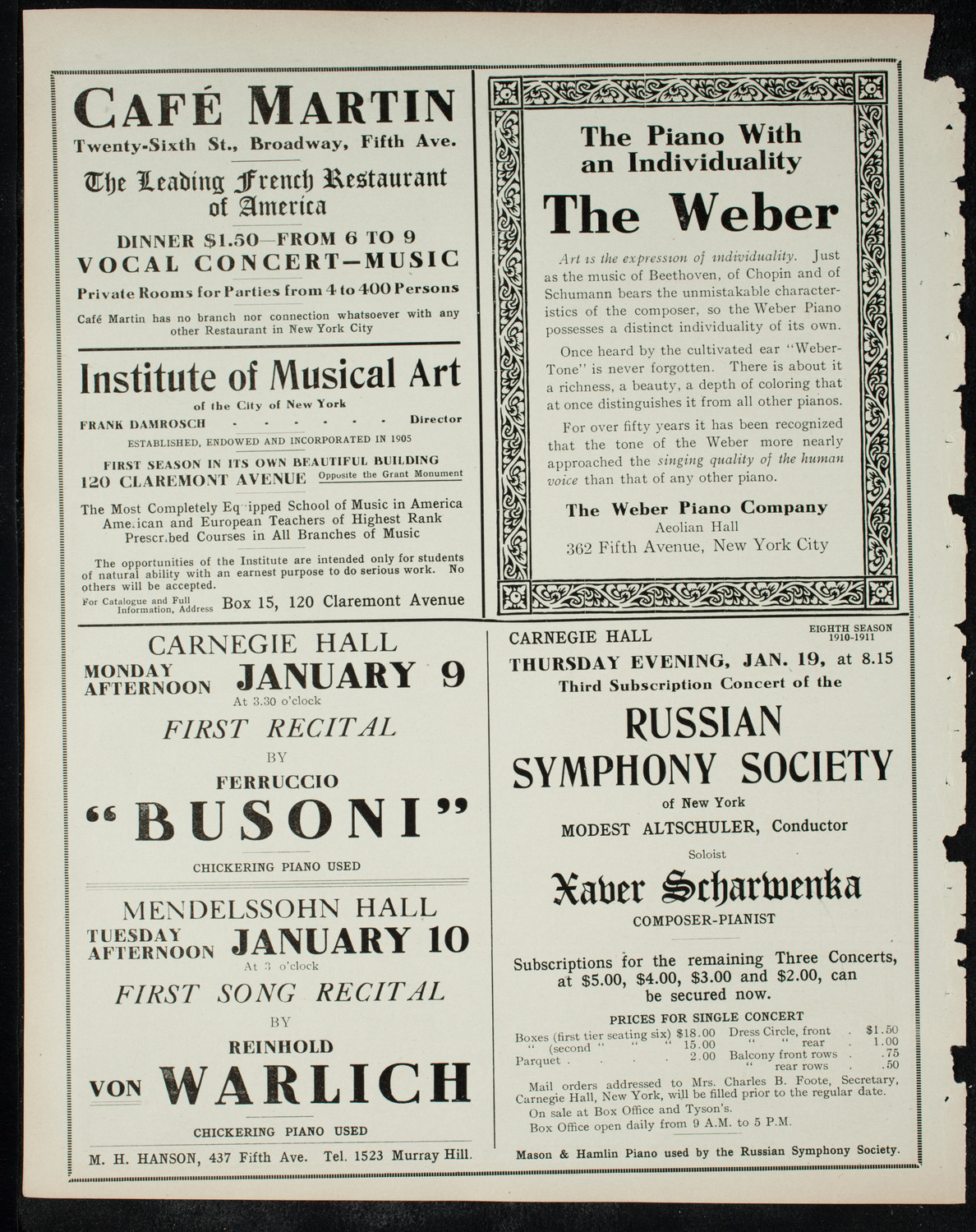 Volpe Symphony Society of New York, December 4, 1910, program page 6